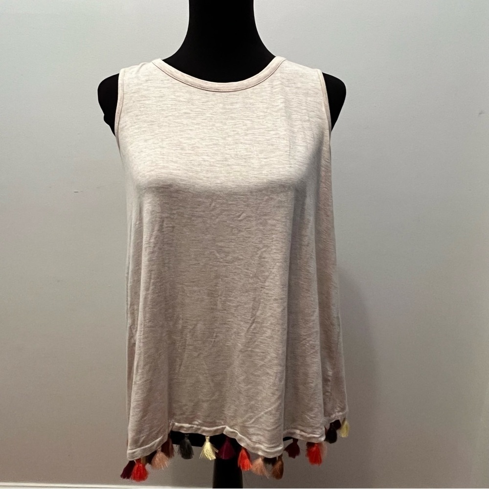 Kim & Cami Tasseled Tank Top, Size Medium